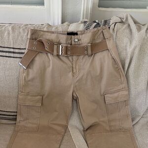 RtA ( Road to Awe) cotton cargo pants with cinch canvass belt. M